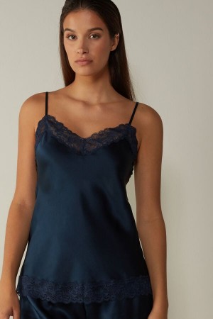 Intimissimi Blonder and Silk Tank Top Dame Blå | NOFM4367