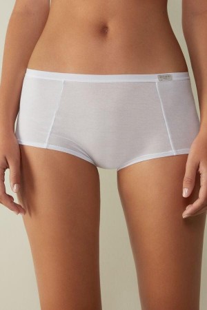 Intimissimi Bomull Boyshorts Truser Dame Hvite | NOHK3715