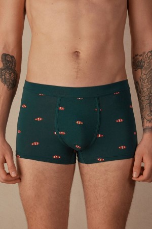 Intimissimi Clownfish in Stretch Supima® Bomull Boxer Herre Mørke Grønn | NOGL3405