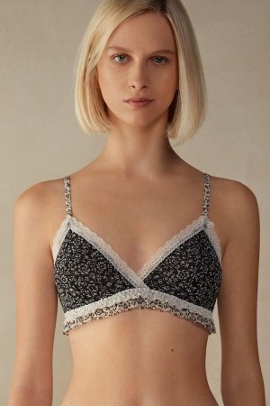 Intimissimi Emma A Floral Affair Triangle BH Dame Svarte | NONB4669