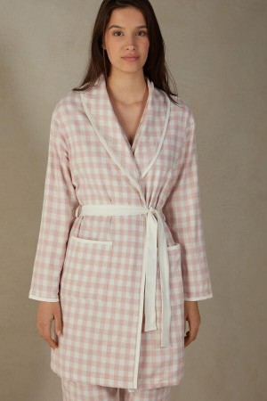 Intimissimi Gingham Lover Cloth Robe Pyjamas Dame Rosa | NODN3848