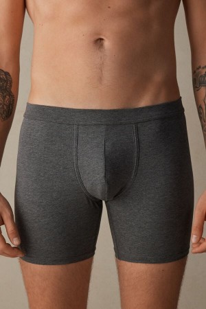 Intimissimi Long in Stretch Supima® Bomull Boxer Herre Dyp Grå | NOAP3427