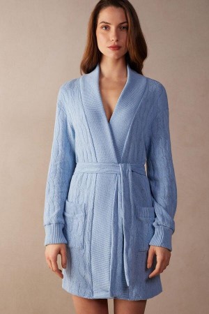 Intimissimi Lost in Fields Braided Robe Pyjamas Dame Lyse Blå | NOQZ3860