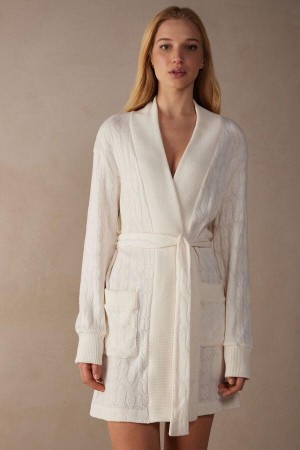 Intimissimi Lost in Fields Braided Robe Pyjamas Dame Hvite | NOWY3859