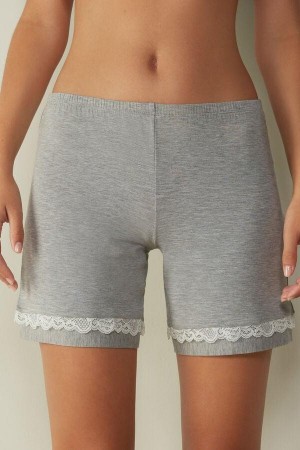 Intimissimi Modal Shorts with Blonder Details Pyjamas Dame Lyse Grå | NODN4056