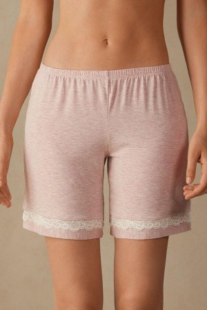 Intimissimi Modal Shorts with Blonder Details Pyjamas Dame Lyse Rosa | NOEX4066