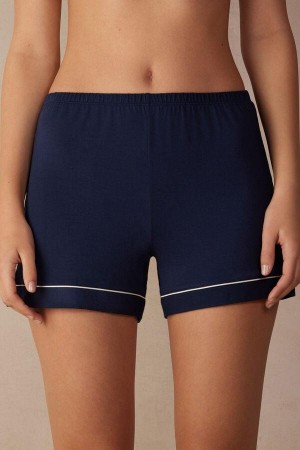 Intimissimi Modal Shorts with Contrast Trim Pyjamas Dame Blå | NORW4092