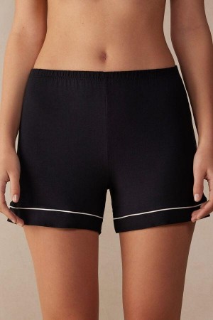 Intimissimi Modal Shorts with Contrast Trim Pyjamas Dame Svarte | NOTV4091