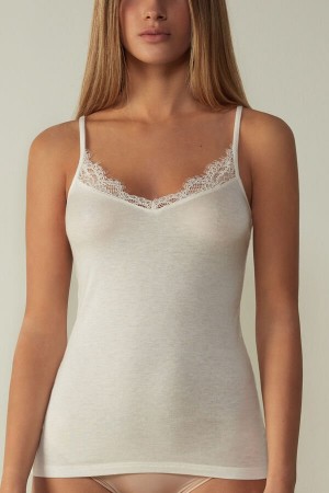 Intimissimi Modal Ultralight Cashmere Blend with Blonder Tank Top Dame Lyse Gul | NODN4343