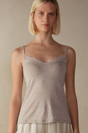 Intimissimi Modal Ultralight Cashmere Blend with Blonder Tank Top Dame Beige | NOQZ4328