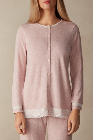 Intimissimi Modal and Blonder Cardigan Pyjamas Dame Lyse Rosa | NORW3909