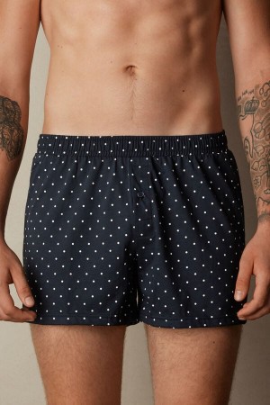 Intimissimi Patterned Bomull Jersey Relaxed Fit Boxer Herre Blå | NOJJ3454