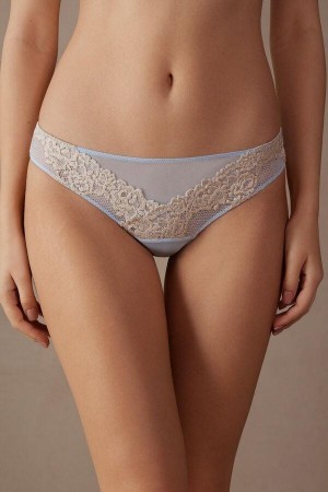 Intimissimi Pretty Flowers Brazilian Truser Dame Blå Hvite | NODN3588