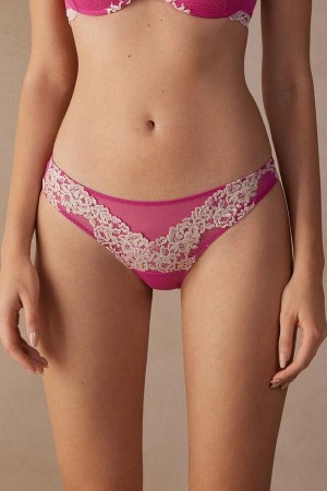 Intimissimi Pretty Flowers Brazilian Truser Dame Rosa Hvite | NOFM3580