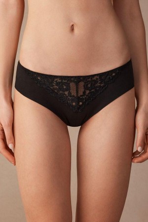 Intimissimi Pretty Flowers Seamless Bomull Truser Dame Svarte | NOQZ3652