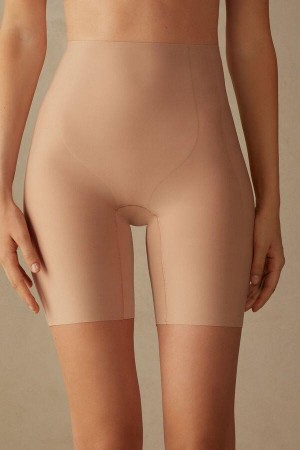 Intimissimi Raw-Cut Microfiber Shorts Truser Dame Beige | NOQZ3731