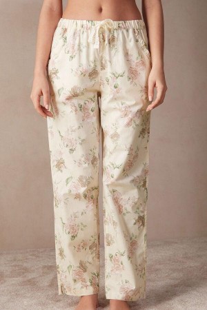 Intimissimi Scent of Roses Full Length Bomull Cloth Pants Pyjamas Dame Multicolor Hvite | NOKI4025