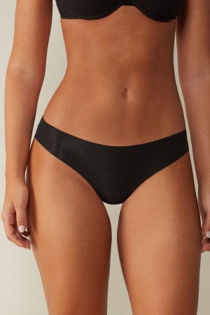 Intimissimi Seamless Supima® Bomull Brazilian Truser Dame Svarte | NOYU3491