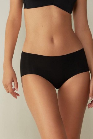 Intimissimi Seamless Supima® Bomull Hipster Truser Dame Svarte | NOOR3723