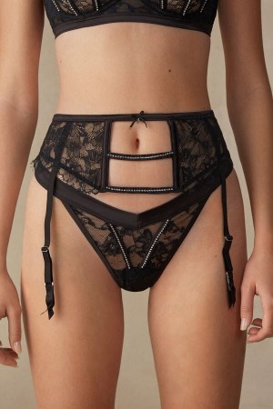 Intimissimi Shine High Like Stars Garter Belt Dameundertøy Dame Svarte | NOFM4159