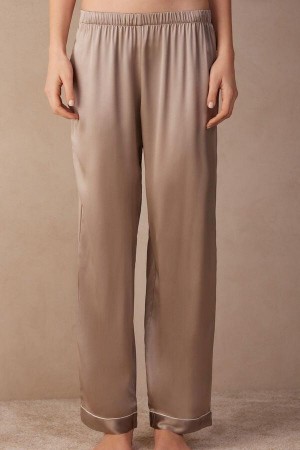 Intimissimi Silk Satin Pants Pyjamas Dame Beige | NOOR3983