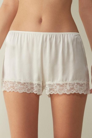 Intimissimi Silk Shorts Pyjamas Dame Hvite | NOPQ4052