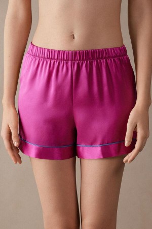 Intimissimi Silk Shorts with Contrast Trim Pyjamas Dame Rosa | NOZG4075