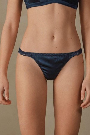 Intimissimi Silk and Blonder G-String Truser Dame Blå | NOFM3770