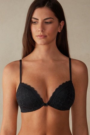 Intimissimi Silvia Push-up in Blonder BH Dame Svarte | NOYU4766