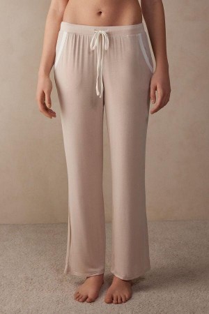 Intimissimi Simple Elegance Full Length Pants in Modal Pyjamas Dame Rosa Hvite | NORW4013