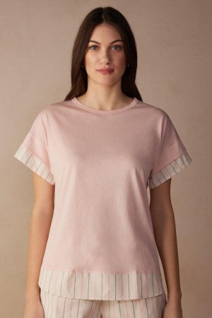 Intimissimi Soft Spring Kort Sleeve Bomull T-Shirt Pyjamas Dame Rosa | NOAP3954