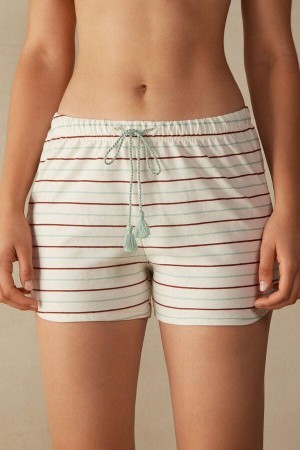 Intimissimi Spices Garden Bomull Shorts Pyjamas Dame Hvite | NONB4070