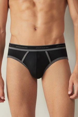 Intimissimi Stretch Supima® Bomull with Logo Detail Truser Herre Svarte Dyp Grå | NOCE3371