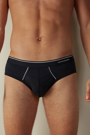 Intimissimi Supima Bomull with Visible Elastic Truser Herre Blå Hvite | NOHK3377