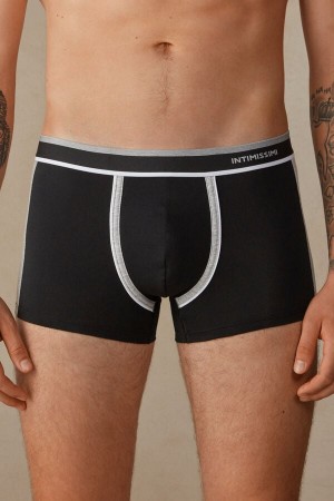 Intimissimi Two-tone in Stretch Supima® Bomull Boxer Herre Svarte Lyse Grå | NOHK3474