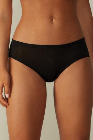 Intimissimi Ultralight Supima® Bomull Briefs Truser Dame Svarte | NOBC3603