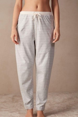 Intimissimi Vanlige Sunday Full Length Pants Pyjamas Dame Grå Lyse Gul Beige | NOVD4020