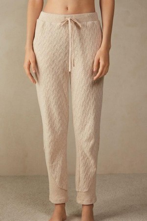 Intimissimi Vinter Braid Full Length Cuffed Pants Pyjamas Dame Beige | NOMA3992