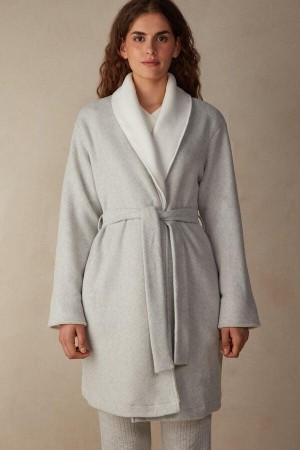 Intimissimi Warm Cuddles Robe Pyjamas Dame Grå Hvite | NOTV3856