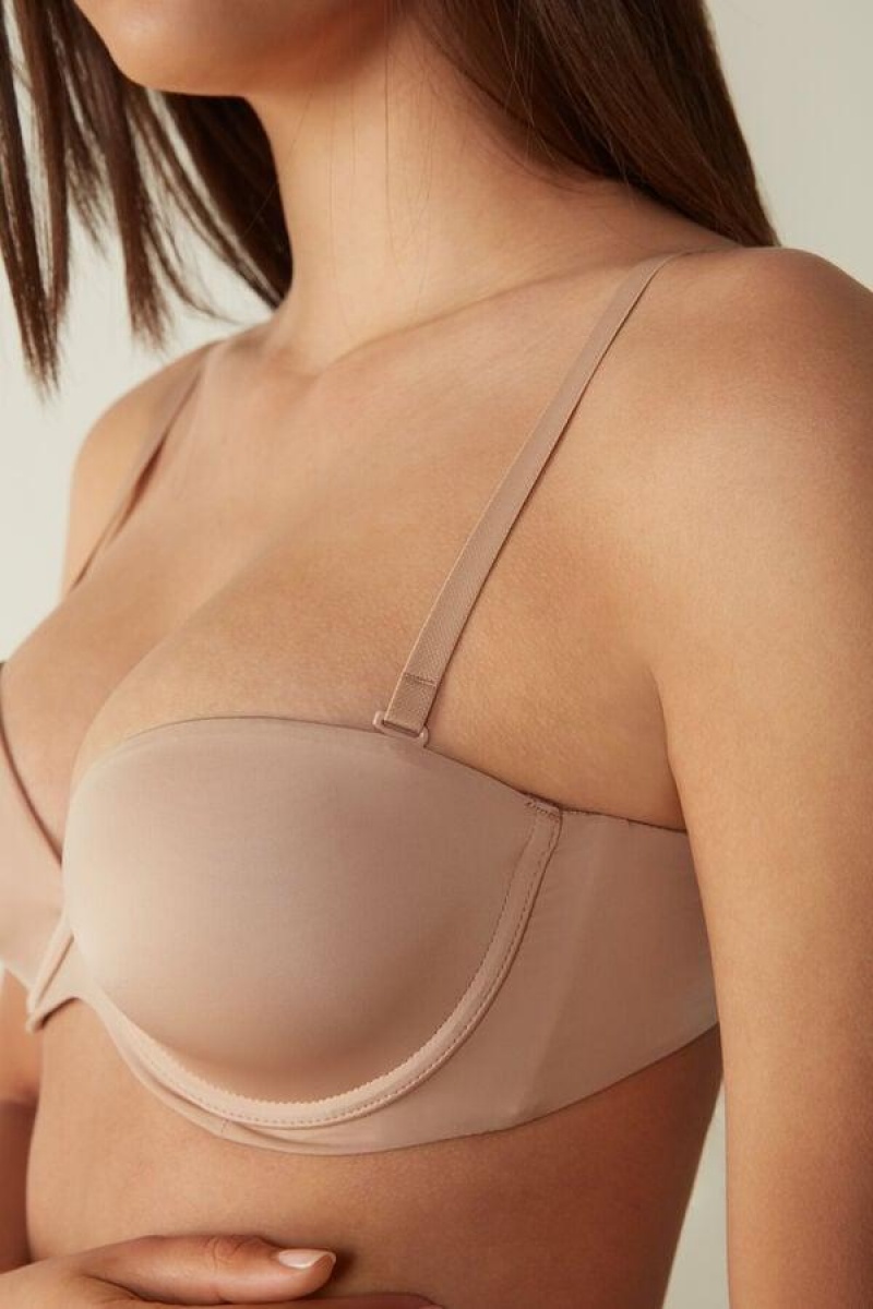 Intimissimi Anna Bandeau in Ultralight Microfiber BH Dame Beige | NOHK4956