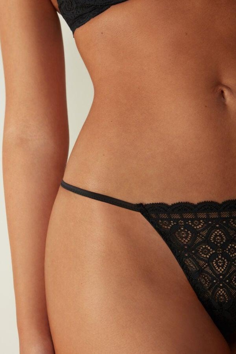 Intimissimi Blonder String Thong Truser Dame Svarte | NOJJ3766