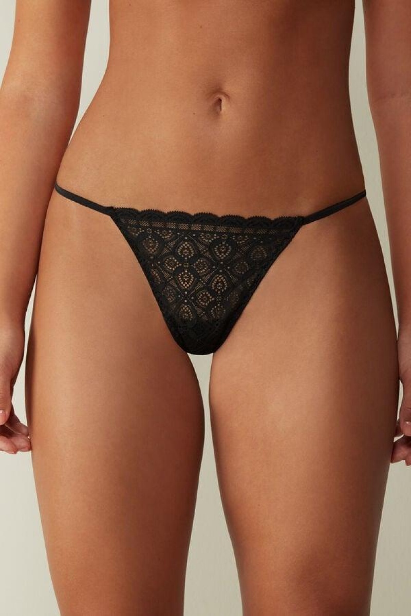 Intimissimi Blonder String Thong Truser Dame Svarte | NOJJ3766