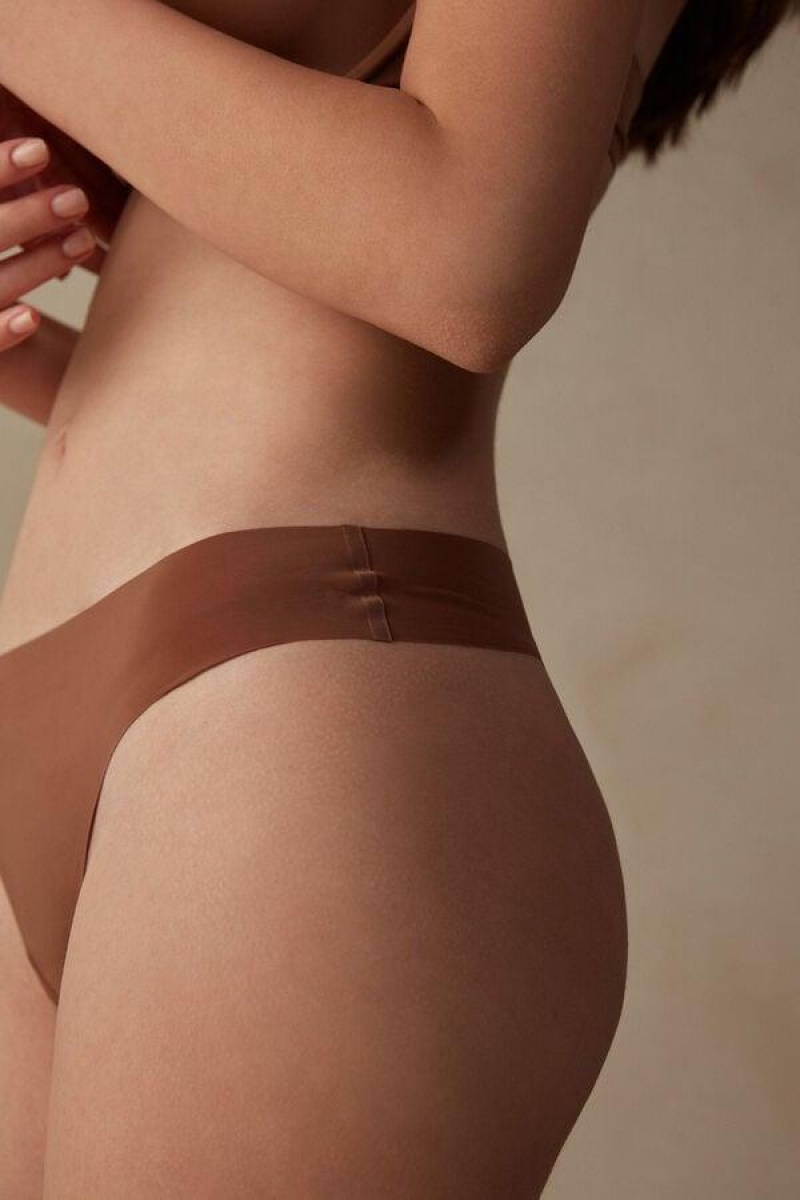 Intimissimi Brazilian in Seamless Ultra Light Microfiber Truser Dame Mørke Beige | NOHK3508