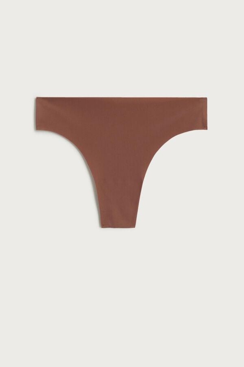 Intimissimi Brazilian in Seamless Ultra Light Microfiber Truser Dame Mørke Beige | NOHK3508