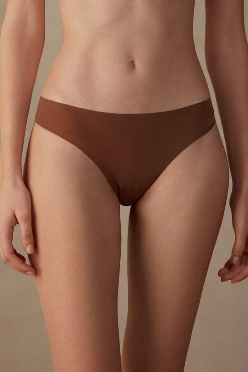 Intimissimi Brazilian in Seamless Ultra Light Microfiber Truser Dame Mørke Beige | NOHK3508