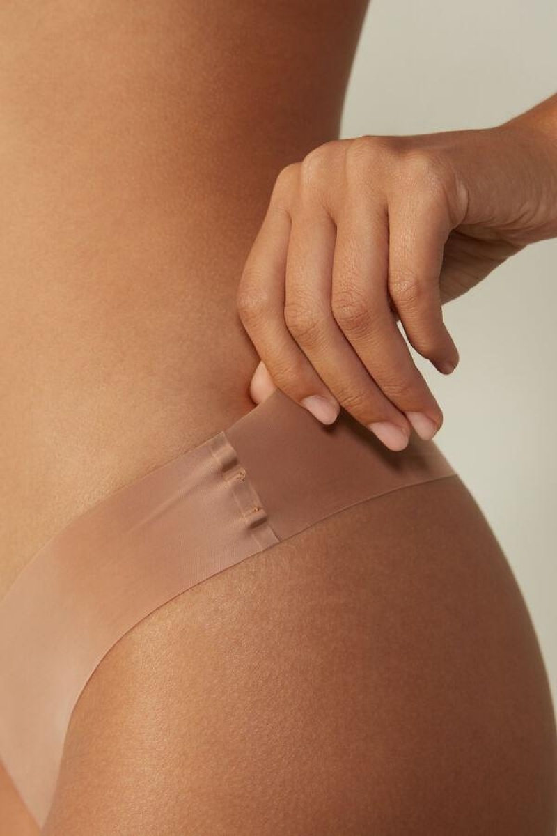 Intimissimi Brazilian in Seamless Ultra Light Microfiber Truser Dame Beige | NOHK3507