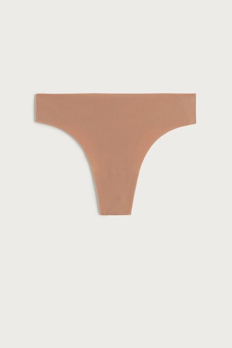 Intimissimi Brazilian in Seamless Ultra Light Microfiber Truser Dame Beige | NOHK3507