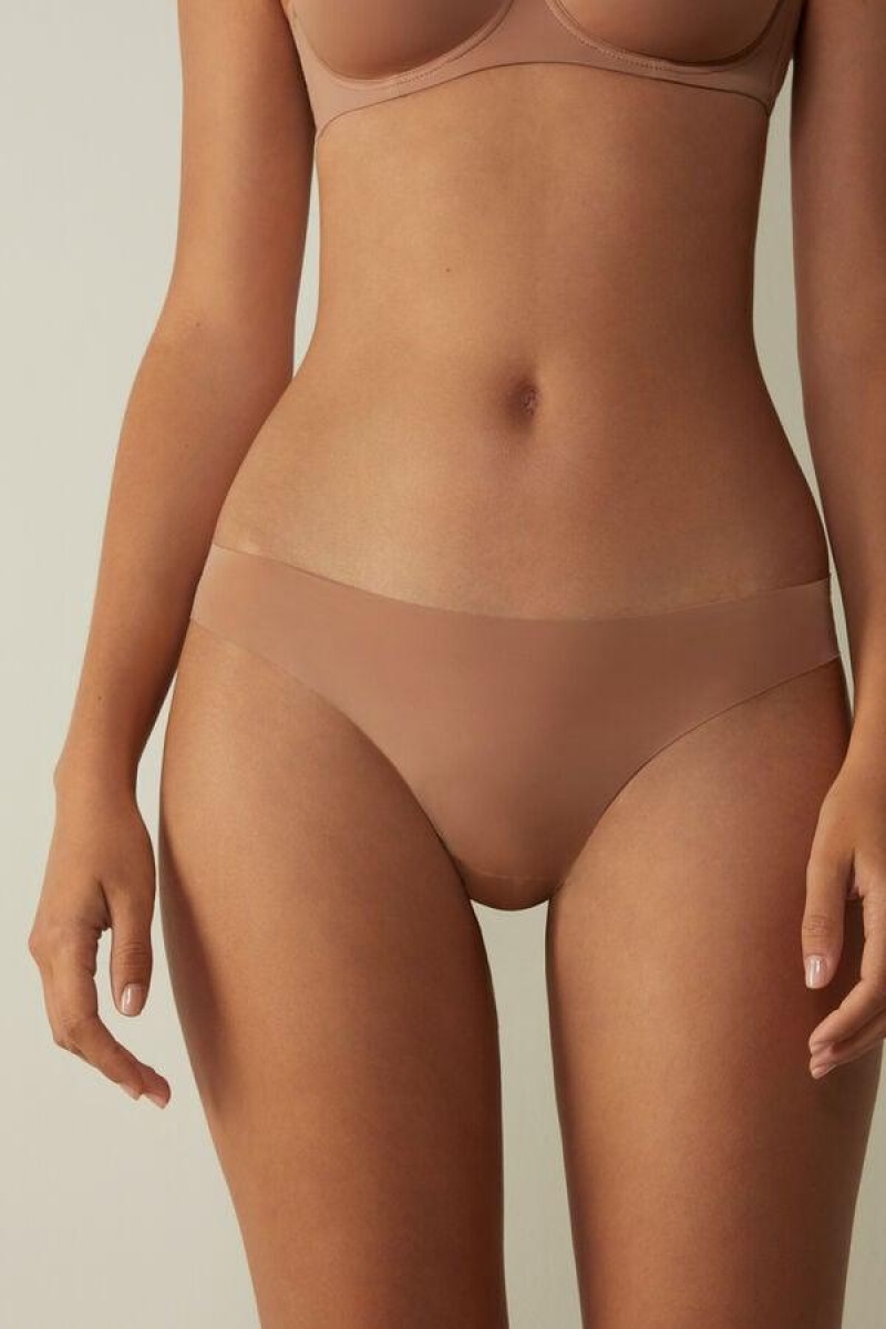 Intimissimi Brazilian in Seamless Ultra Light Microfiber Truser Dame Beige | NOHK3507