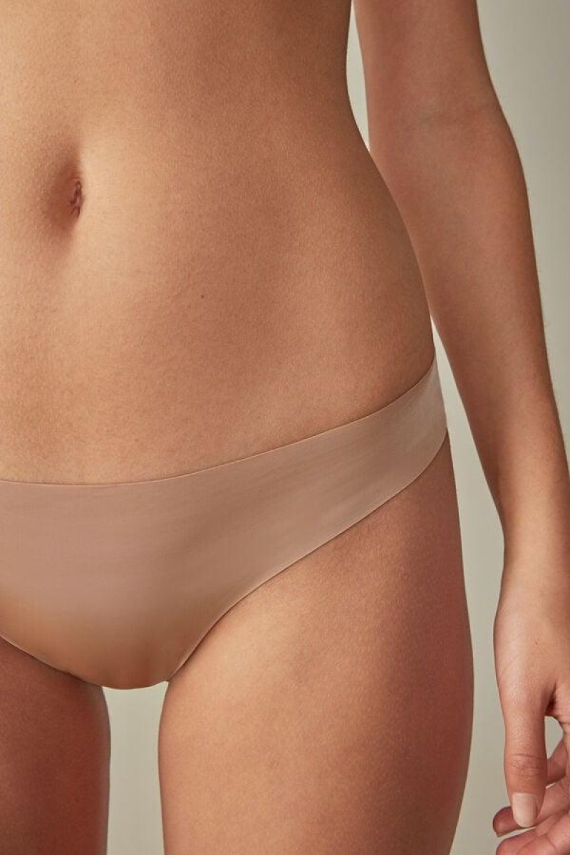 Intimissimi Brazilian in Seamless Ultra Light Microfiber Truser Dame Beige | NOMA3497