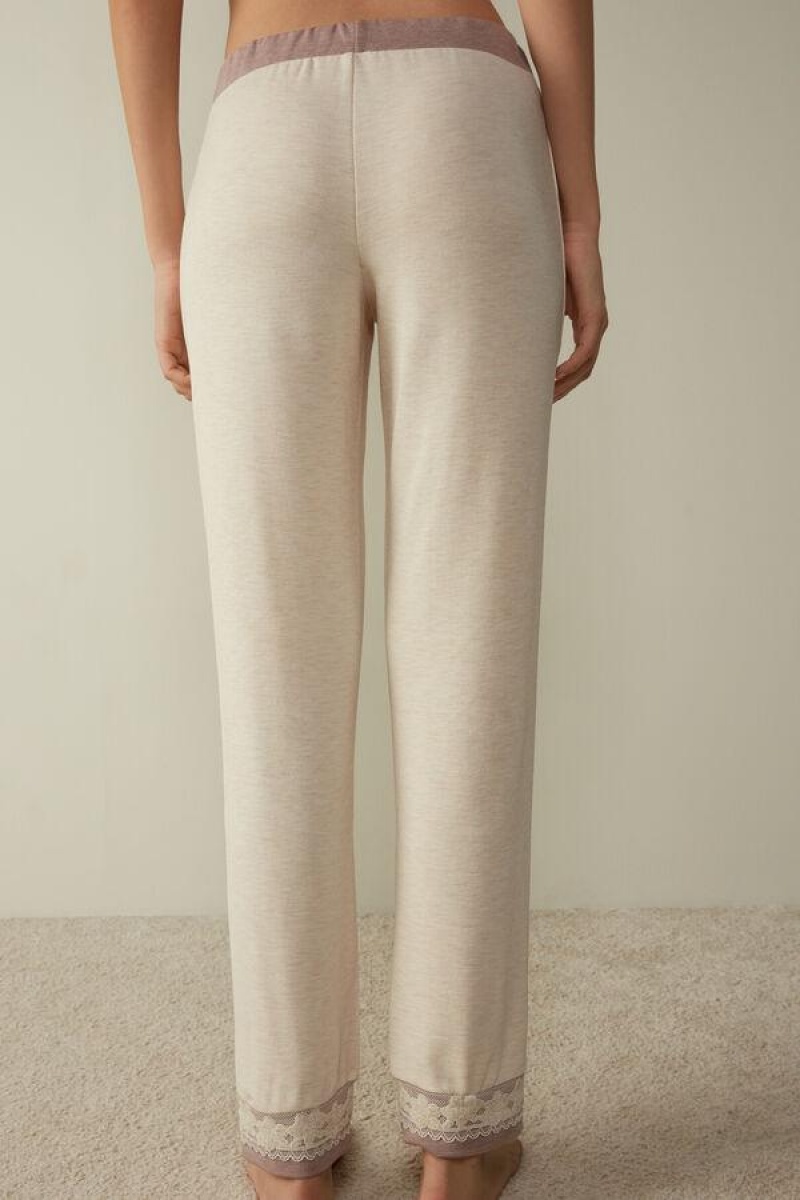 Intimissimi Classic Beauty Modal and Ull Cuffed Pants Pyjamas Dame Beige | NOUT3985